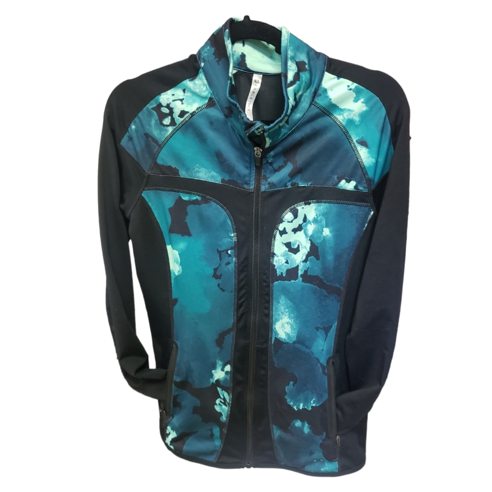 2/$20 Fabletics Zip Up Jacket Small Black and Blue